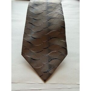 Saxony‎ Collection Necktie Mens Brown Wave Pattern Stain Resistant Tie